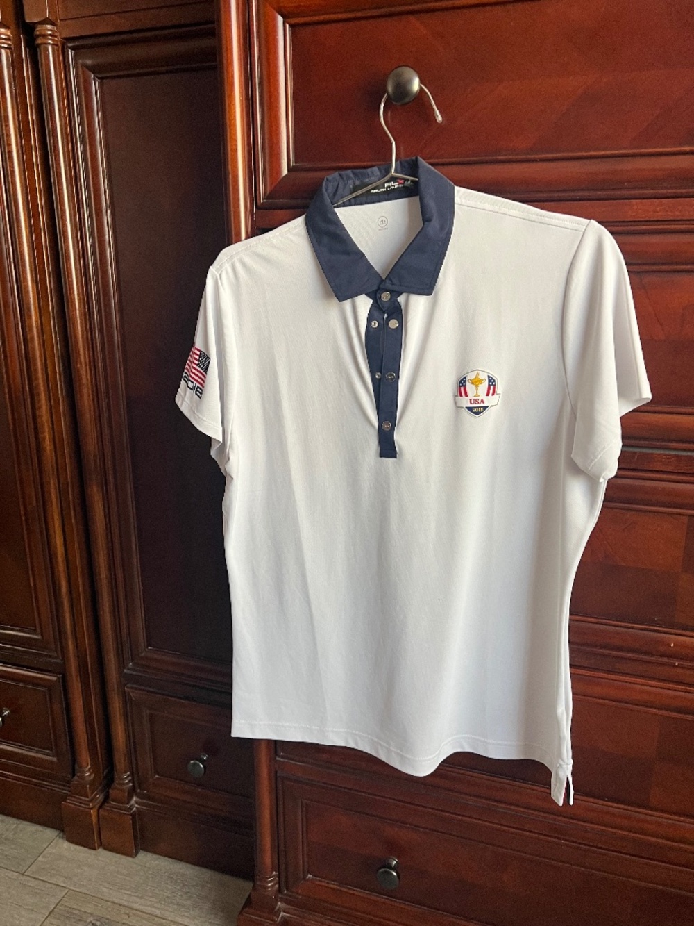 Ralph Lauren  White USA Polo Shirt. Size Large.